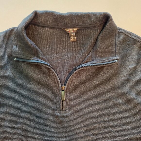Van Heusen FLEX Quarter Zip Long Sleeve Pullover, Mens LG, Charcoal Gray - Picture 8 of 9
